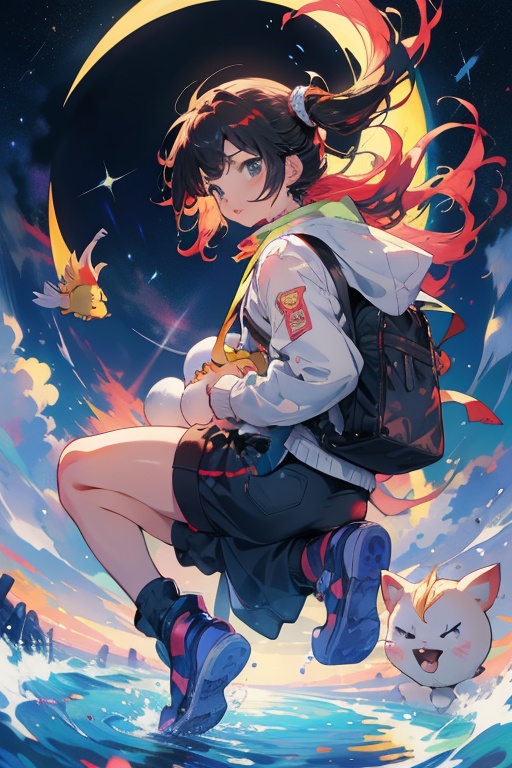chica sobre la luna cute,  cute,  mix on Tensor.Art