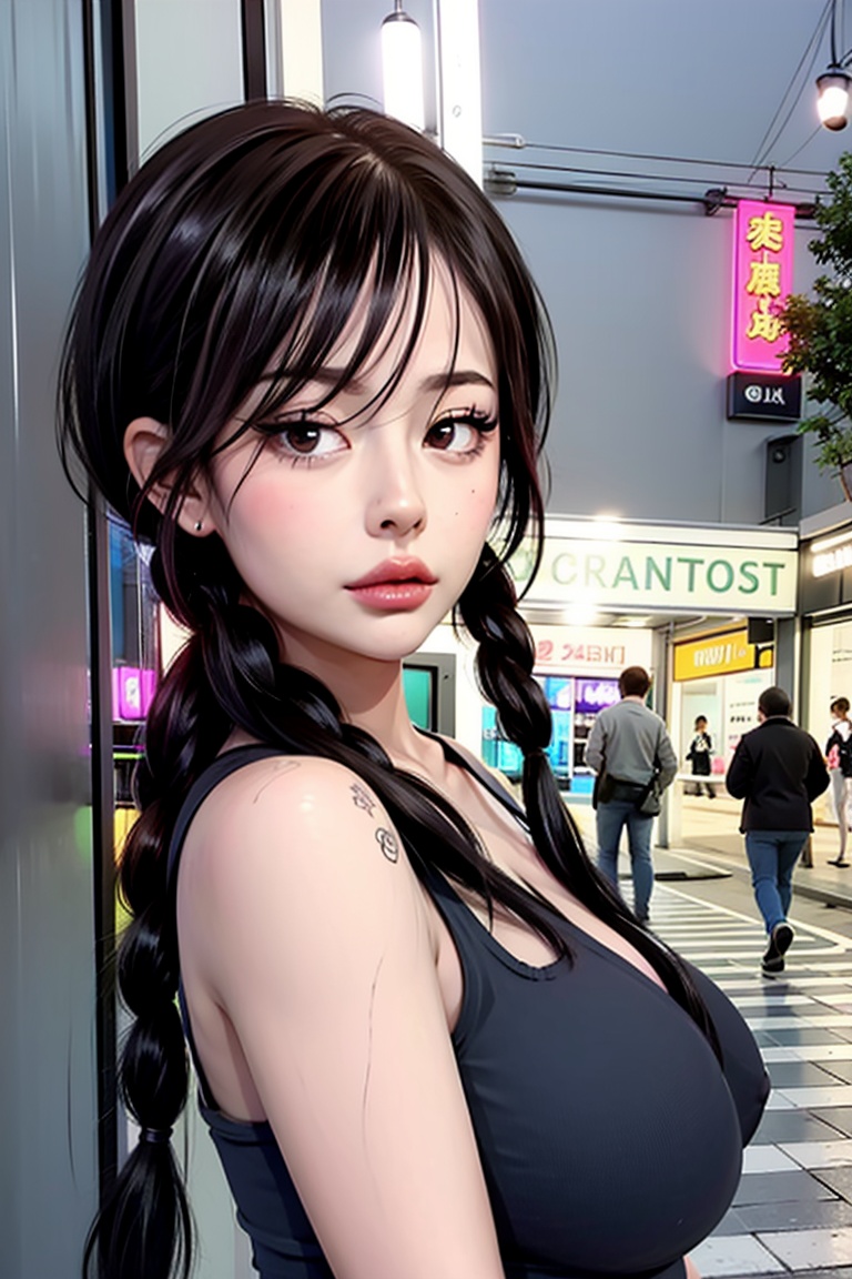 girl,  sexy ,  city background on Tensor.Art