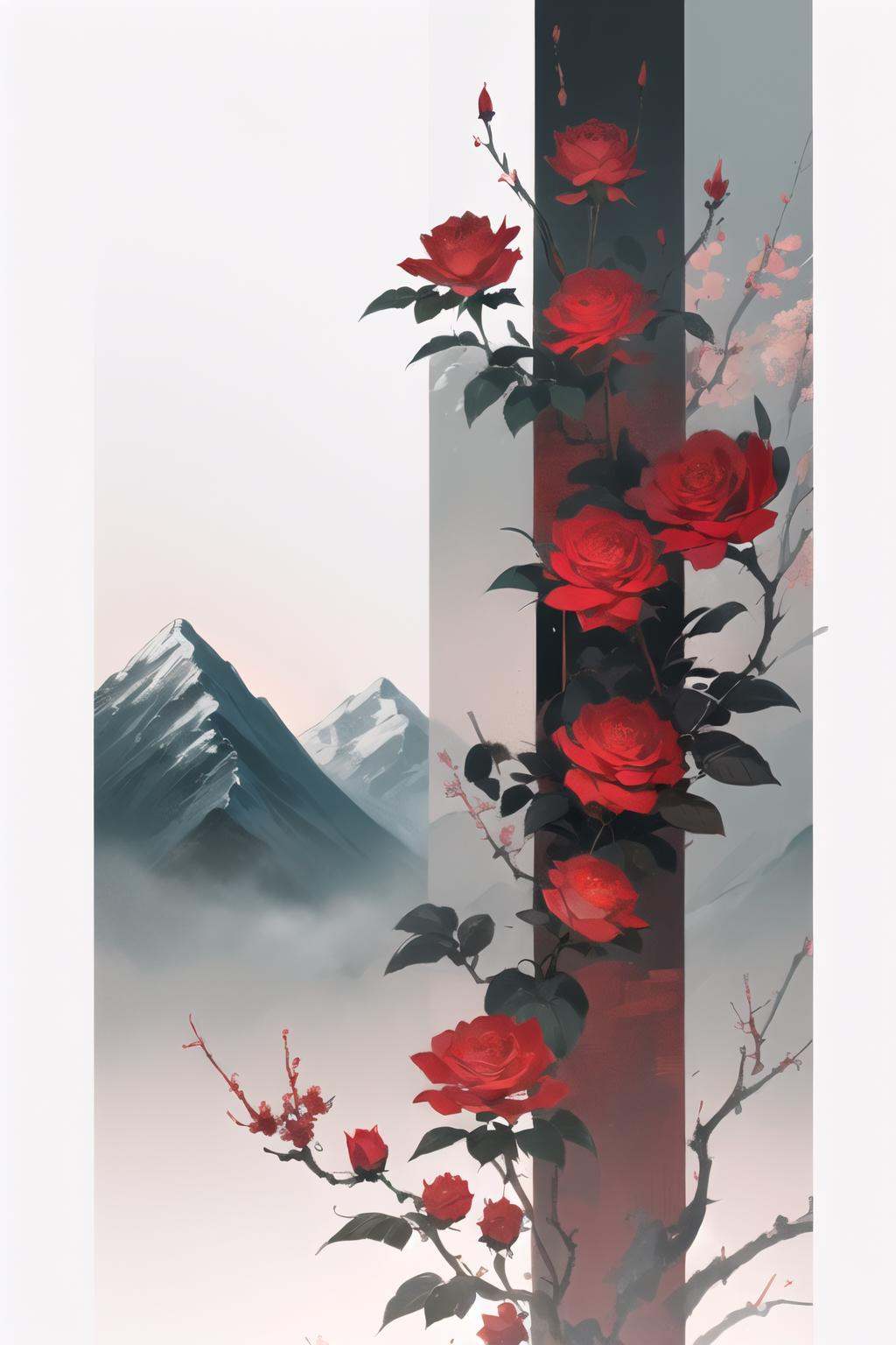 wrenchwhispersofzen,  white background,  rose on Tensor.Art