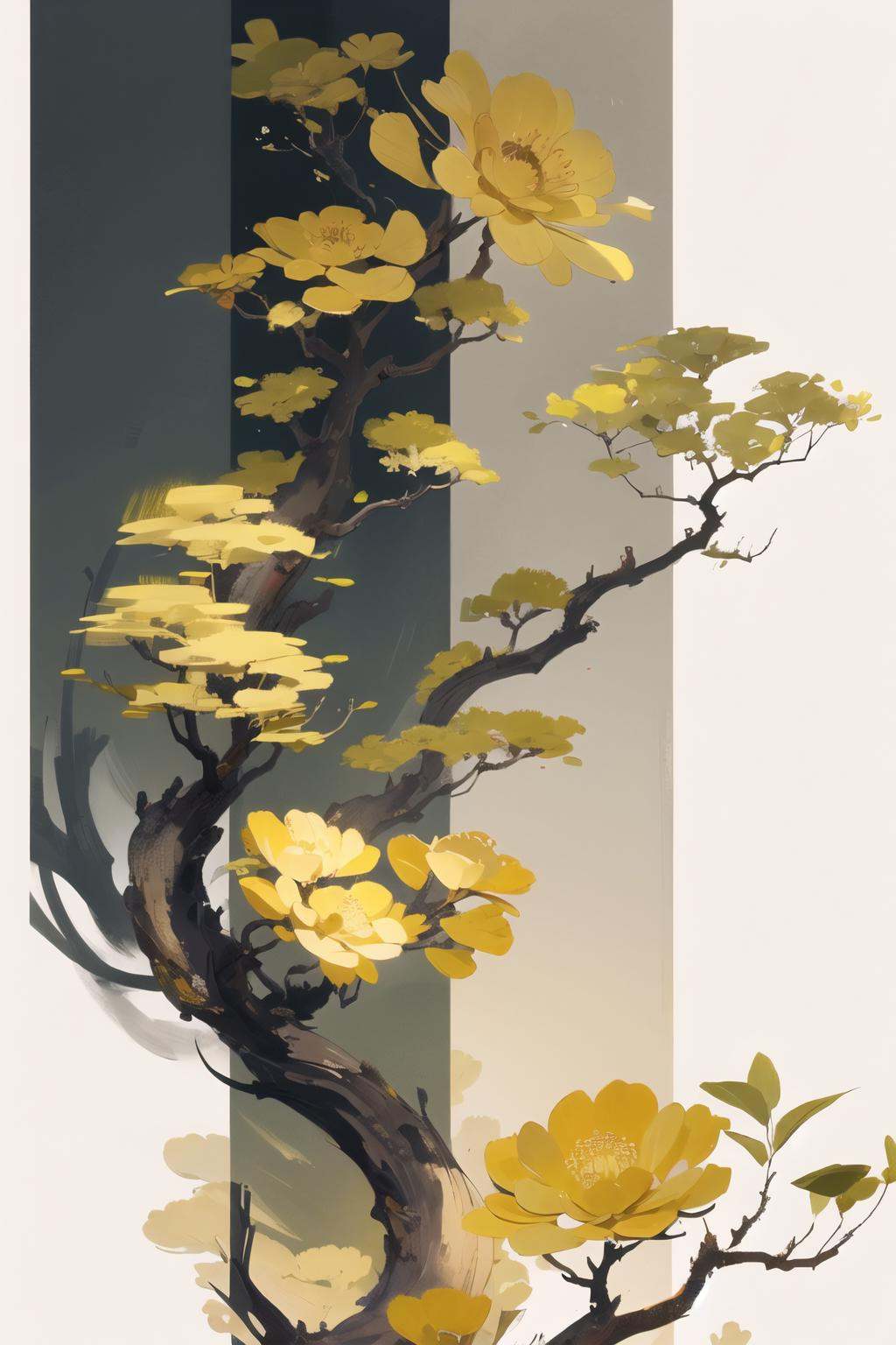 wrenchwhispersofzen,  yellow theme,  bonsai on Tensor.Art