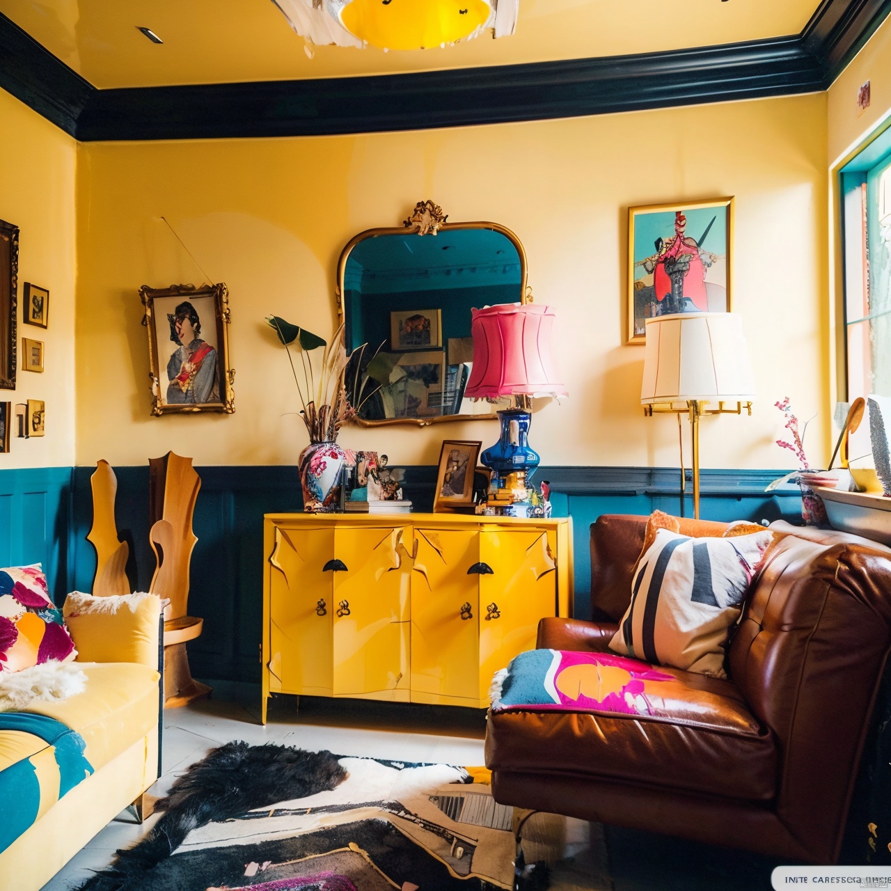 maximalism interior design ,cross-section,photo \(medium\),retro artstyle