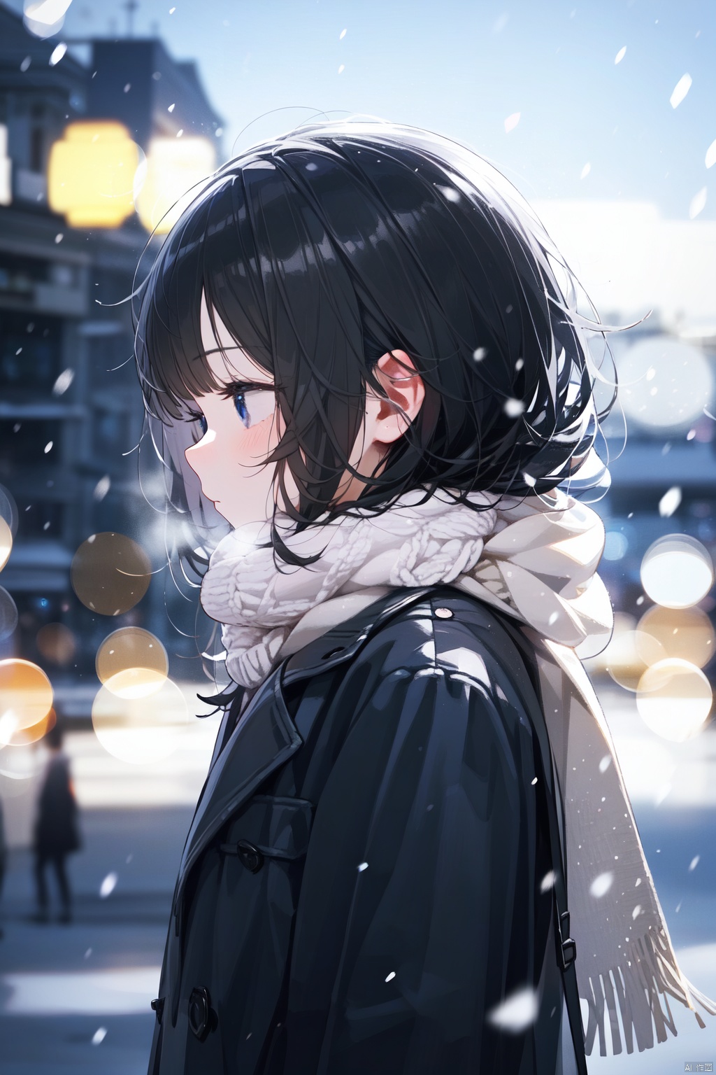 1girl,  black_coat,  black_hair on Tensor.Art