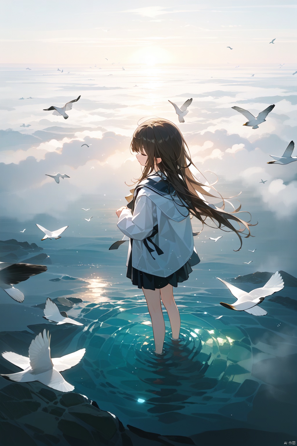 1girl,  brown hair,  long hair on Tensor.Art