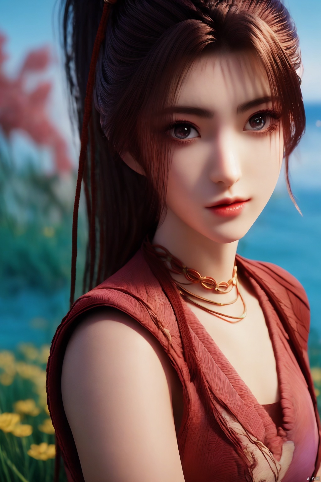  HDR, UHD, 8K, Highly detailed, best quality, masterpiece, 1girl, realistic, Highly detailed, (EOS R8, 50mm, F1.2, 8K, RAW photo:1.2), ultra realistic 8k cg,1 girl, solo focus,peafect body,Long hair,Messy hair,Bangs,hair between eyes,Sidelocks,Hair over shoulder,very long hair,shiny hair,floating hair,Bright eyes,big eyes,detailed eyes,beautiful eyes,hair ornament,hair flower,choker,frilled dress with lace,long dress,pleated dress,[loli],,outdoors,water,flower, in the ((sea of flowers)), flower field,meadow,beautiful detailed sky,feather,nature,(sunlight), skirt up,,moist skin, shiny skin, glossy skin, (best illumination, best shadow, extremely delicate and beautiful), perfect lighting, original, highres, dynamic angle, floating,depth of field, caustics,lens flare,warm lighting,(official art,beautiful and aesthetic:1.2),beautiful face, ultra detailed eyes, looking_at_viewer,kind smile,pose for picture,huolinger,, liuyifei, ((poakl)), Detail,wings,glint,glowing,((A butterfly)), , ZXH