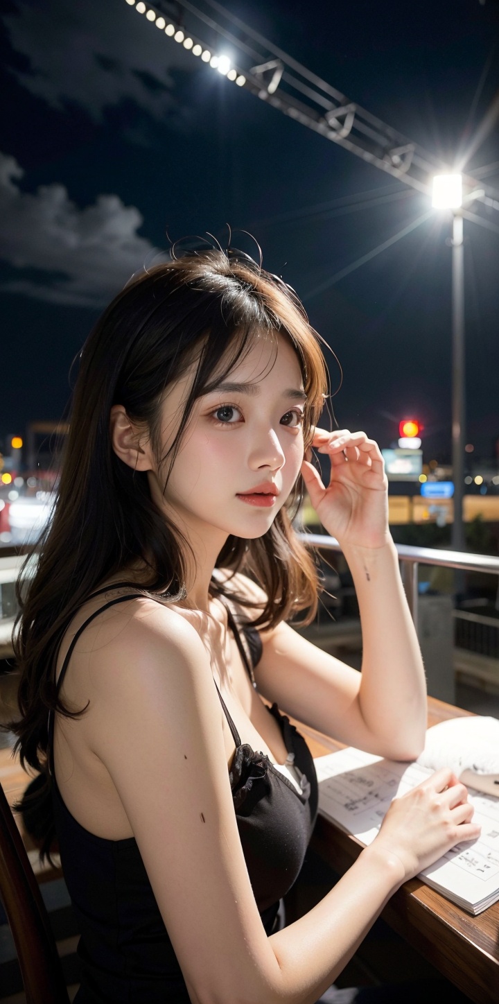 Yuuki paused on the bridge,  gazing out at the glittering nighttime city and listening to the faint bells chiming midnight...