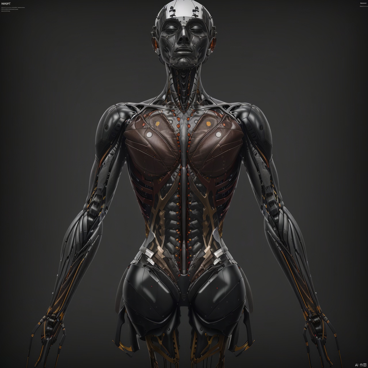  A robot, minimalist styling, industrial design, human-like, exoskeleton, transparent, grey background,, inhuman, robot, mecha, science fiction, realistic, non-human robots,bodysuit