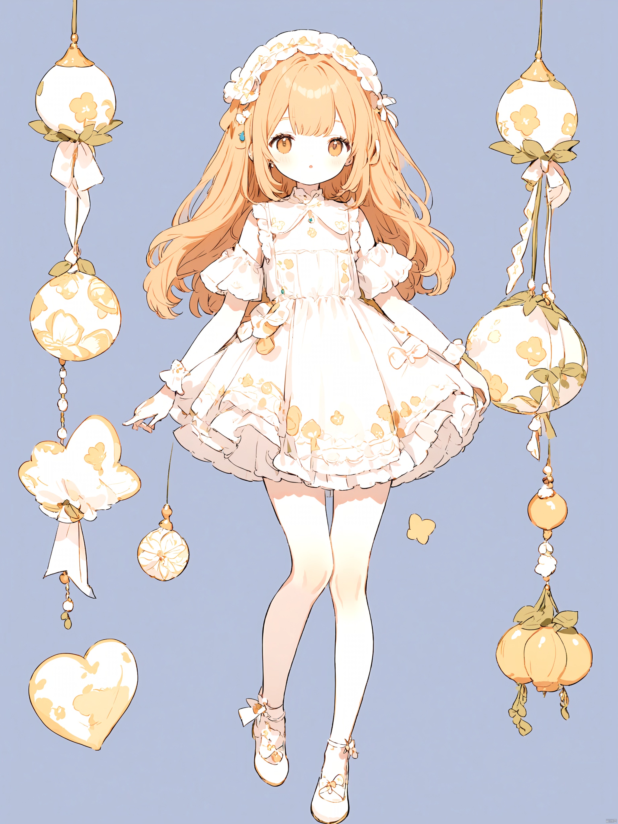 cute,loli,full body,light orange,Multiple girls,Stickers,Simple background,beautiful,masterpiece,extremely detailed,best quality,very aesthetic