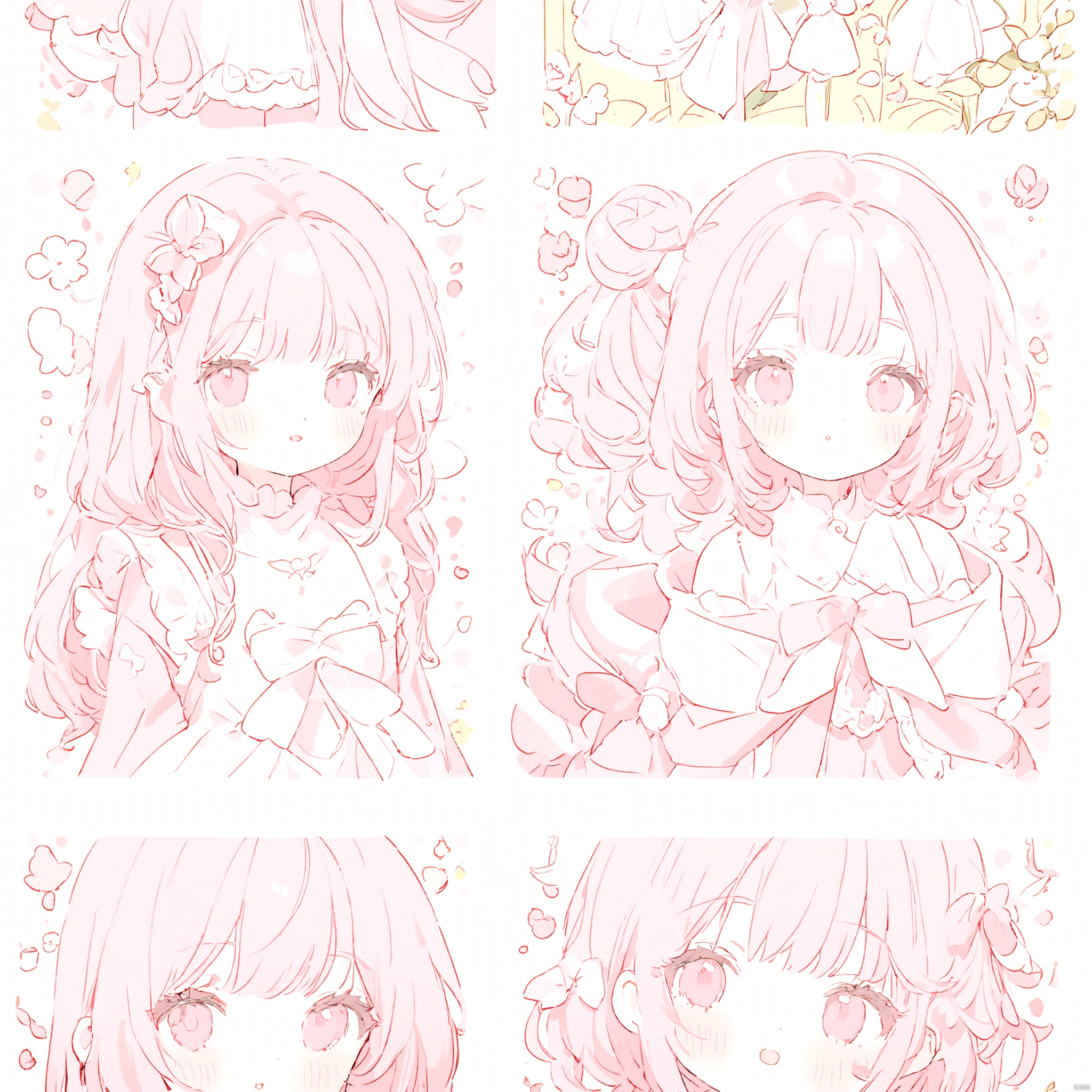 cute,loli,Multiple girls,Stickers,Simple background,beautiful,masterpiece,extremely detailed,best quality,very aesthetic