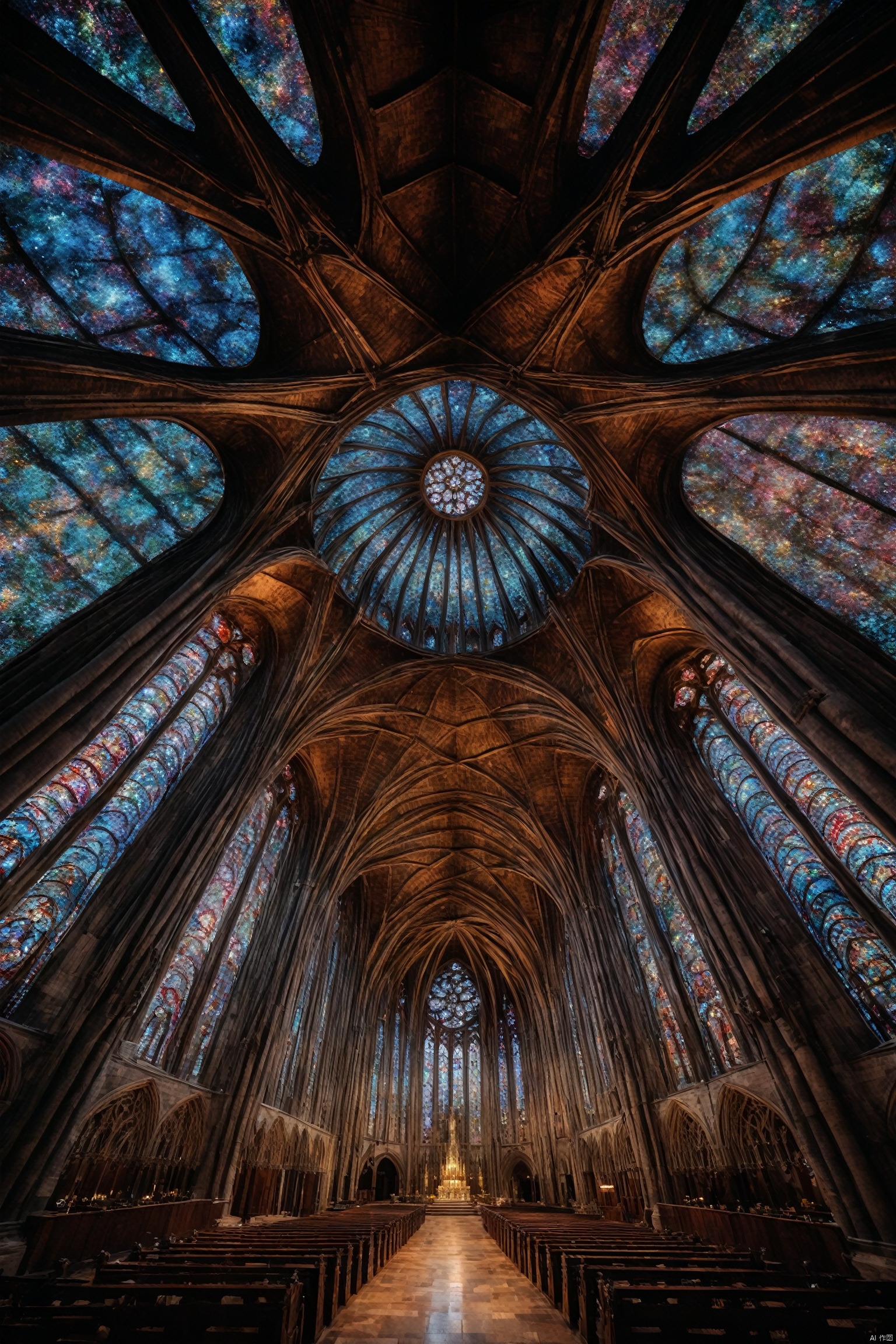  photographic of a gothic cathedral (standing tall in a mystical land:1.3), its structure and design inspired by the intricacies of organic forms. BREAK, Its stained glass windows tell stories of forests, oceans, and galaxies far away, with every detail reflecting the patterns of nature. BREAK, the cathedral dome resembles a giant flower, with petals made of translucent marble, and the inside is illuminated by the radiant energy from a floating crystal, BREAK, 35mm photograph, professional, shot by Leica with 35mm lens f/2.8, Sky Fantasy, cgart butterfly, cinematic lighting