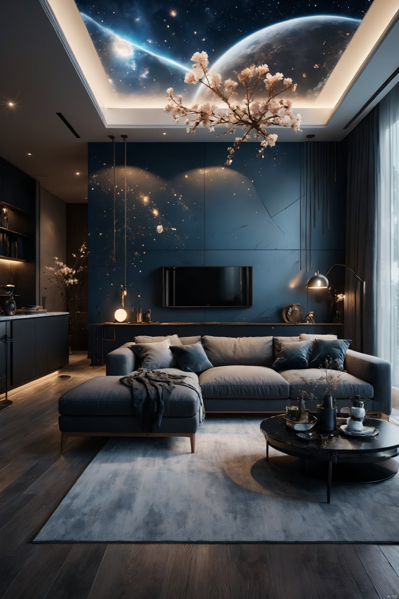  masterpiece,best quality,Ultra-high resolution,Realistic,sense of reality,The ultimate detail,8K wallpaper,Professional lighting,The perfect hand,Realistic ,Interior Design, Award Winning, Modern, Dream homes, Sky Fantasy