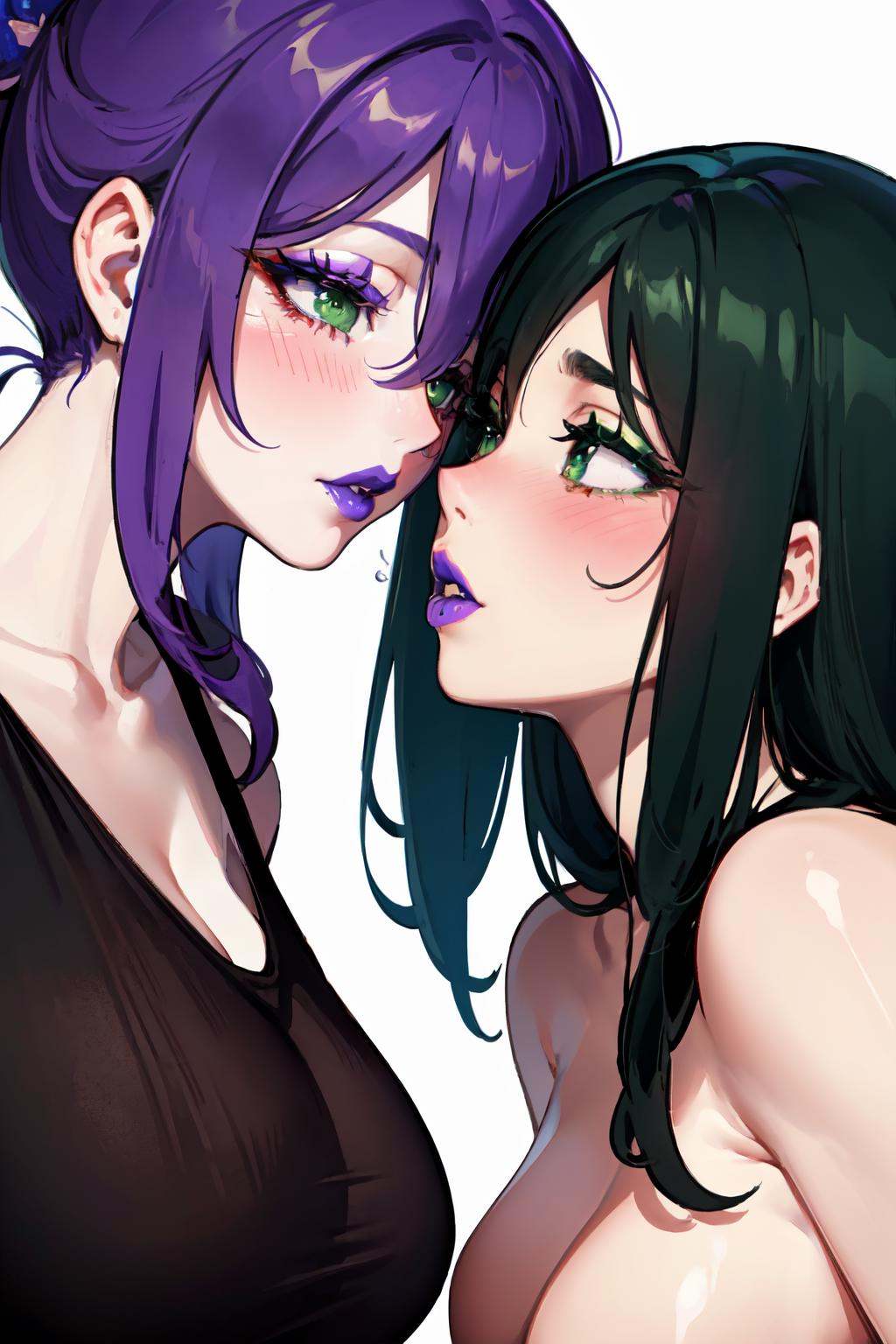 nyantcha style,  split-color hair,  blush on Tensor.Art