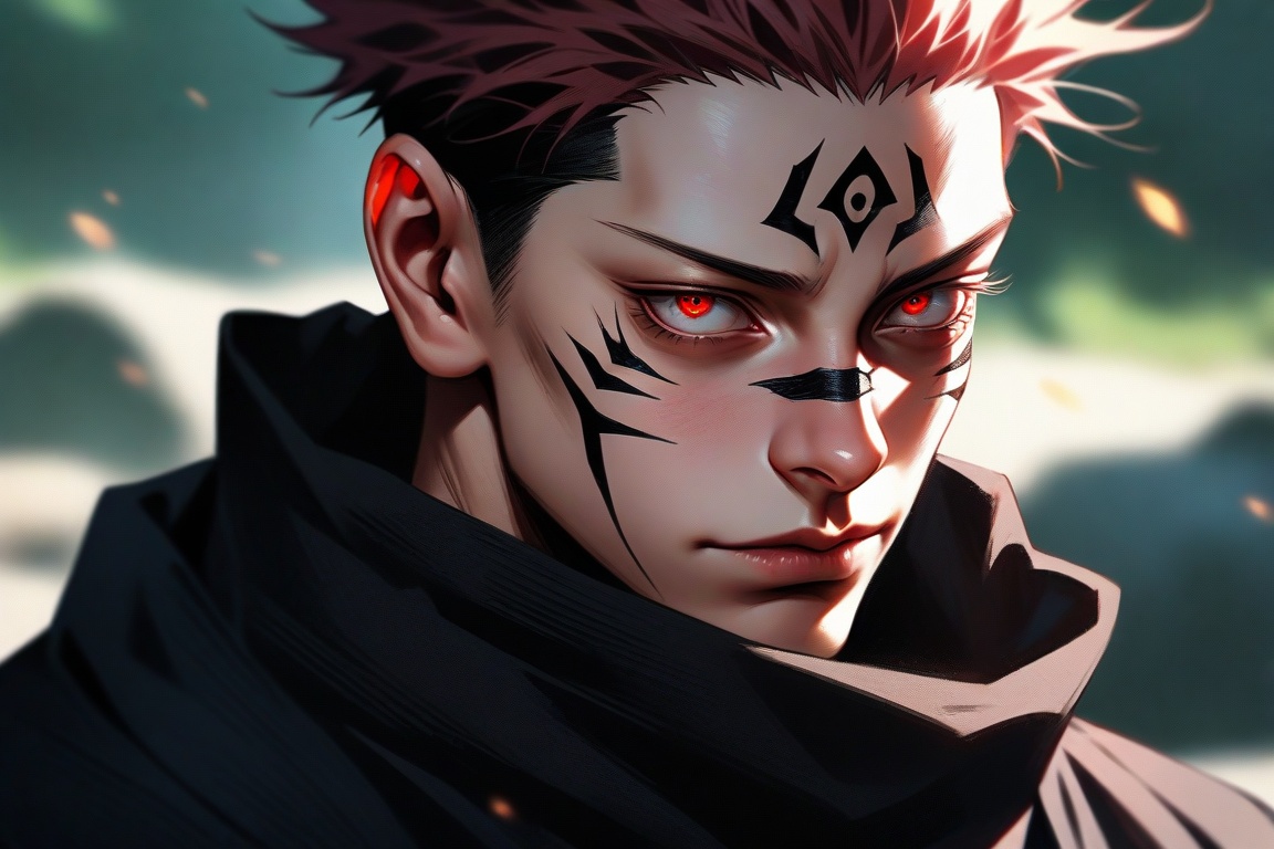 semi realistic anime,  realistic,  ryoumen sukuna \(jujutsu kaisen\) on Tensor.Art