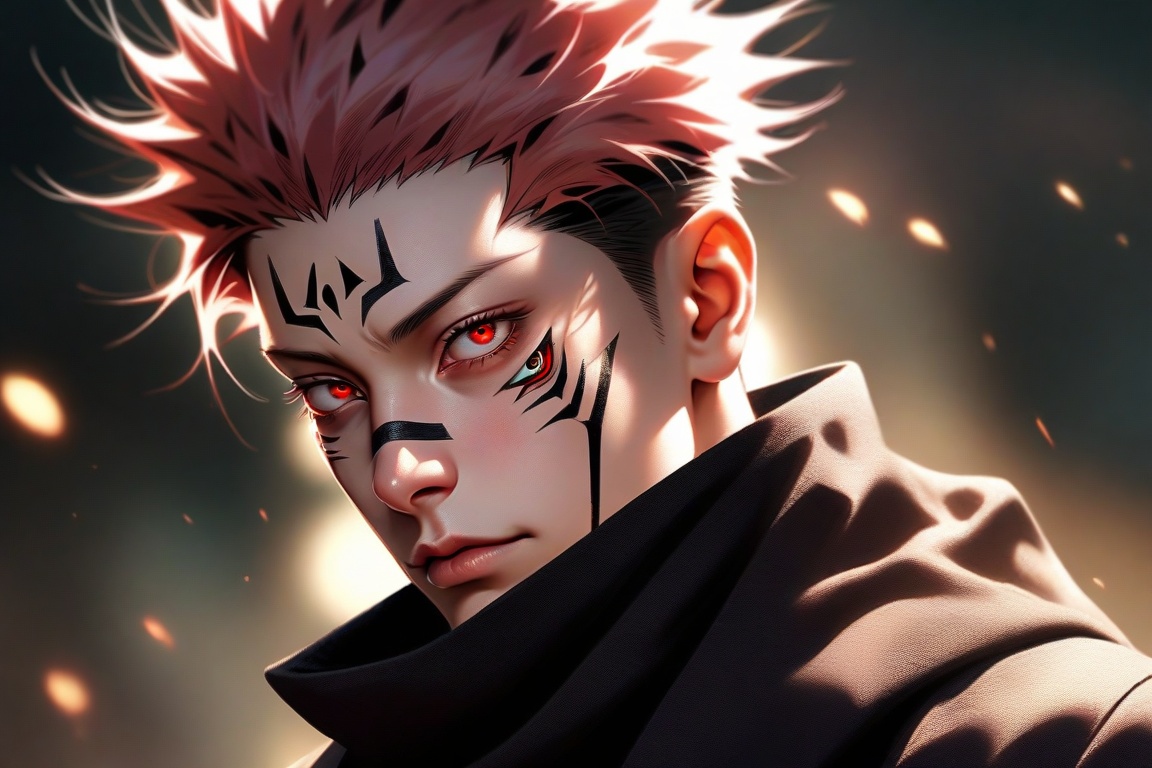 semi realistic anime,  realistic,  ryoumen sukuna \(jujutsu kaisen\) on Tensor.Art