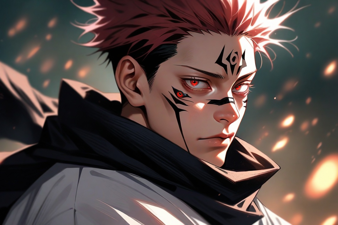 semi realistic anime,  ryoumen sukuna \(jujutsu kaisen\),  jujutsu kaisen on Tensor.Art
