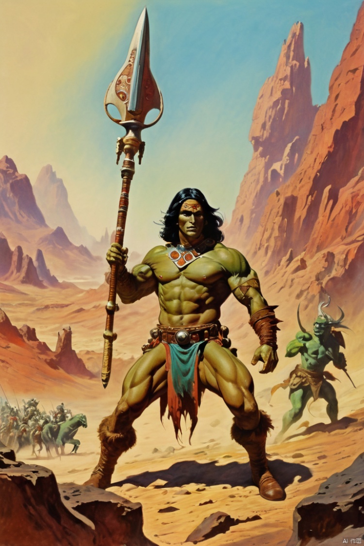  John Carter Warlord of Mars, Barsoom, Tars Tarkas, incredible vibrant color, frazetta