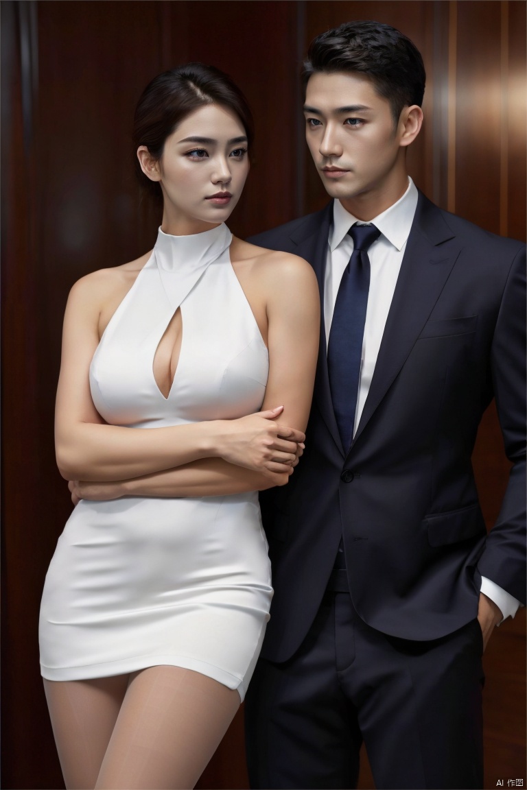 👫,  a Handsome man and a sexy woman hugging together,  standing on Tensor.Art