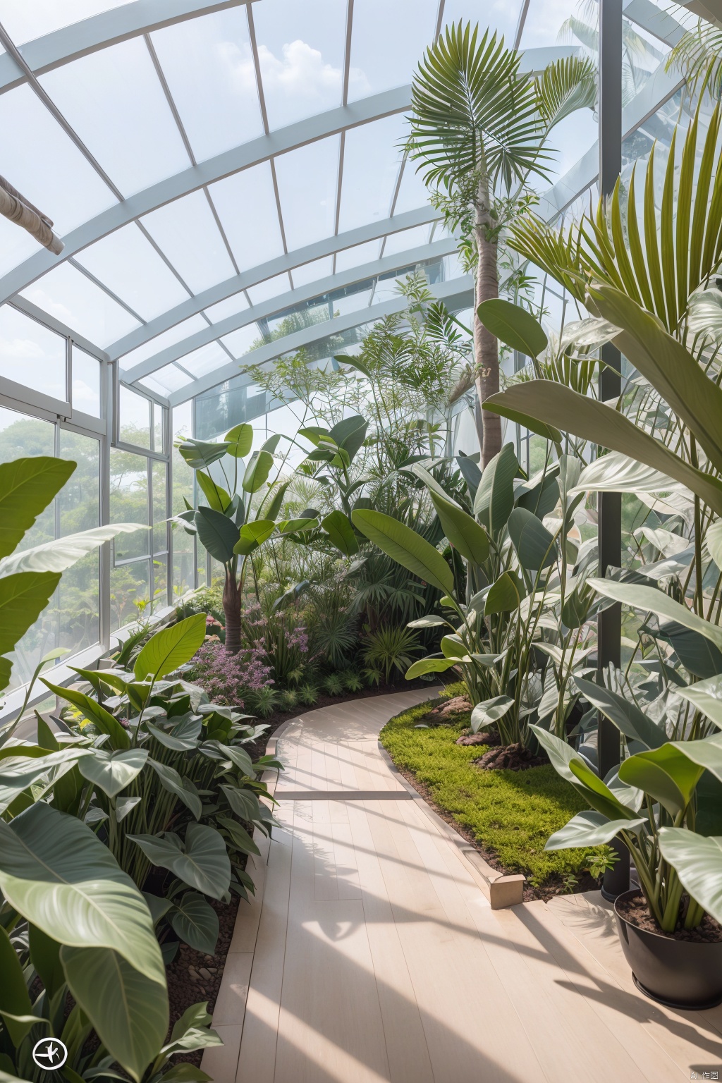 (best quality,4k,8k,highres,masterpiece:1.2), tropical plants,COMMERCIAL LANDSCAPE,indoors,future,商业景观