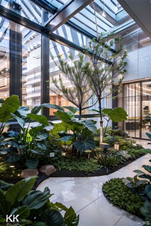 (best quality,4k,8k,highres,masterpiece:1.2), tropical plants,COMMERCIAL LANDSCAPE,indoors,future,商业景观