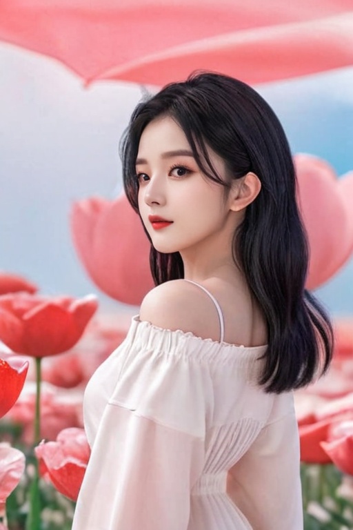 1girl ,  black hair,  random hairstyle on Tensor.Art
