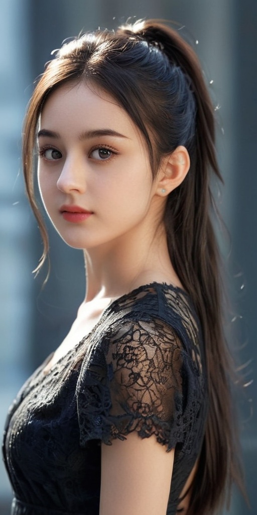 ((Generate hyper realisticimage of a stunning 20 year old girl,  )) rich intrincate detailed,  black lace dress on Tensor.Art