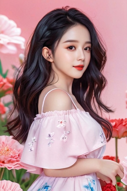 1girl ,  wavy hair,  black hair on Tensor.Art