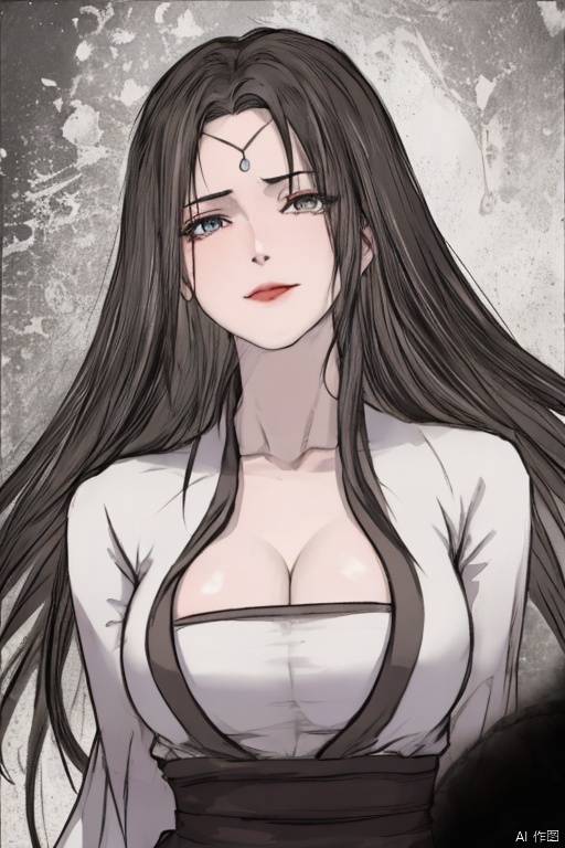  solo,highly detailed,(best quality),((masterpiece)),1girl,black hair,simple_background,long hair,big_breasts,peiyuhan,cleavage,white cloth,hanfu,(evil smile),upper_body,taunting,scornful,haughty,(evil),(from below),(arms behind back),devil,hanfu,devil,satan,lucifer,degenerate,daimon,lipstick,blood fingerprint,evil laugh,demented,cthulhu,tears of blood,perspective,((see through)),nsfw,