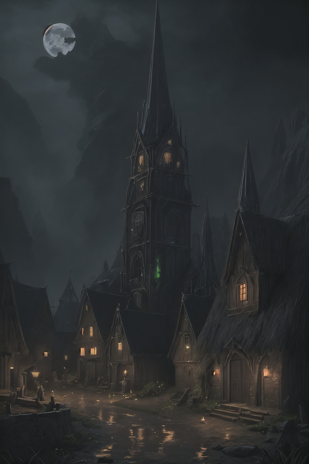 Dark_Mediaval,  no_humans,  village on Tensor.Art