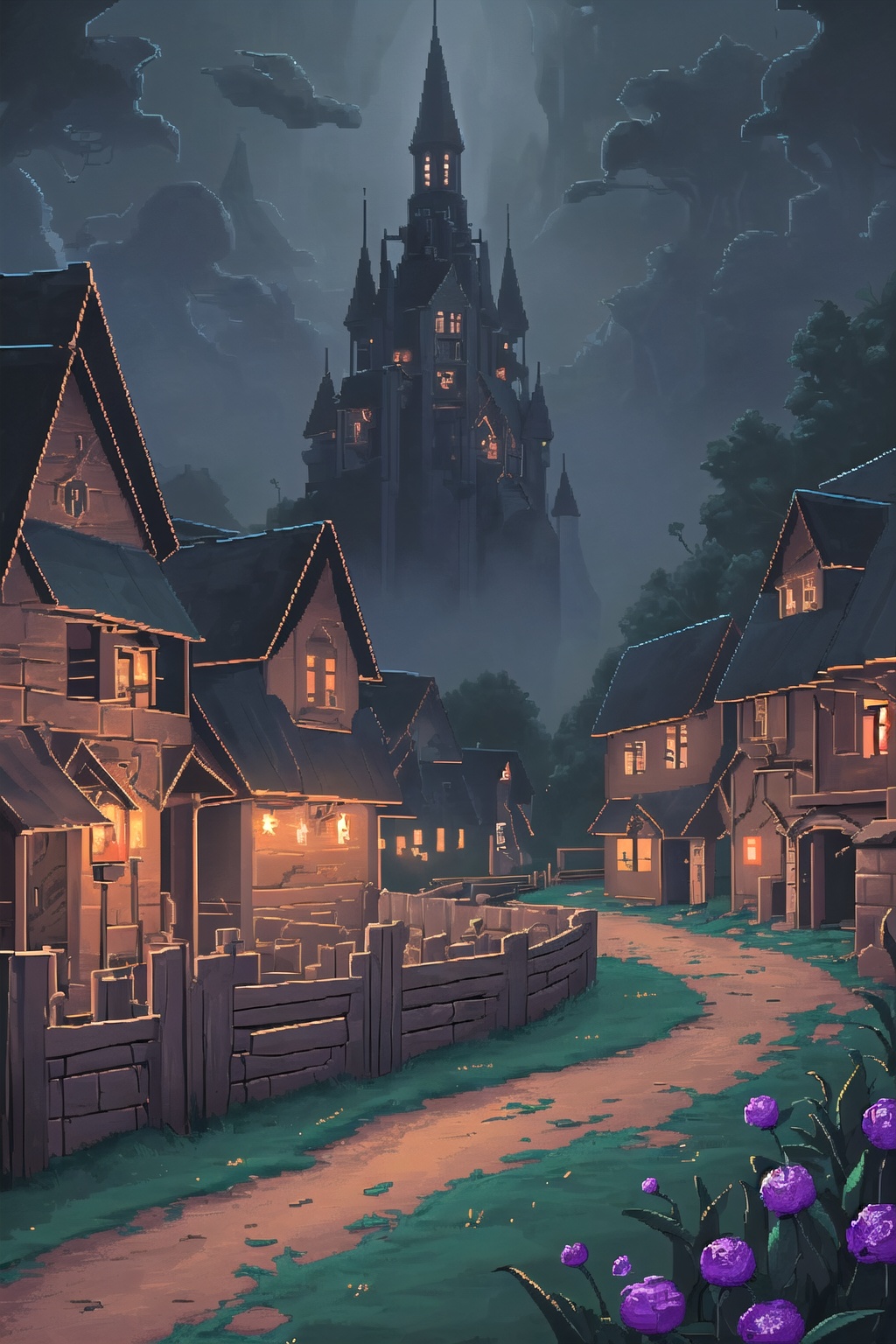 Dark_Mediaval,  no_humans,  village on Tensor.Art