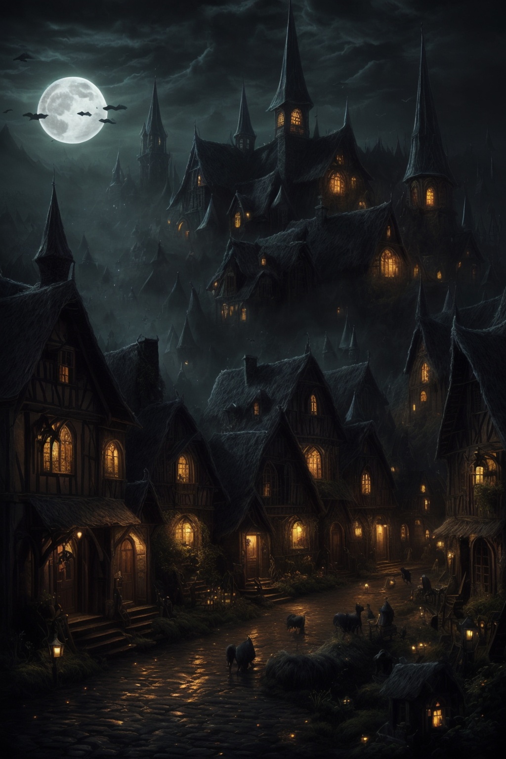Dark_Mediaval,  no_humans,  village on Tensor.Art