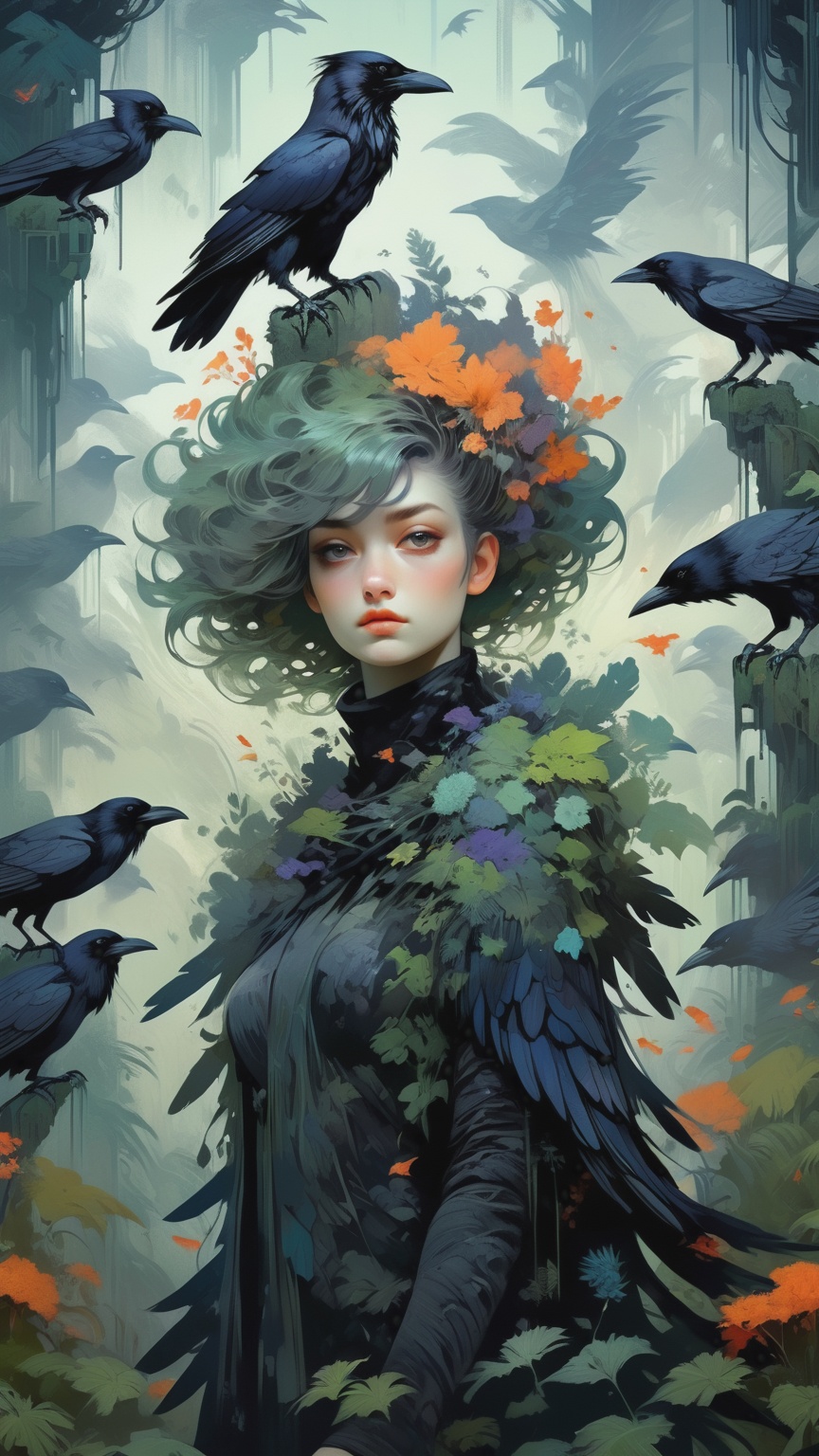 The girl was surrounded by ,  1girl,  a beautiful 30y old girl with on Tensor.Art