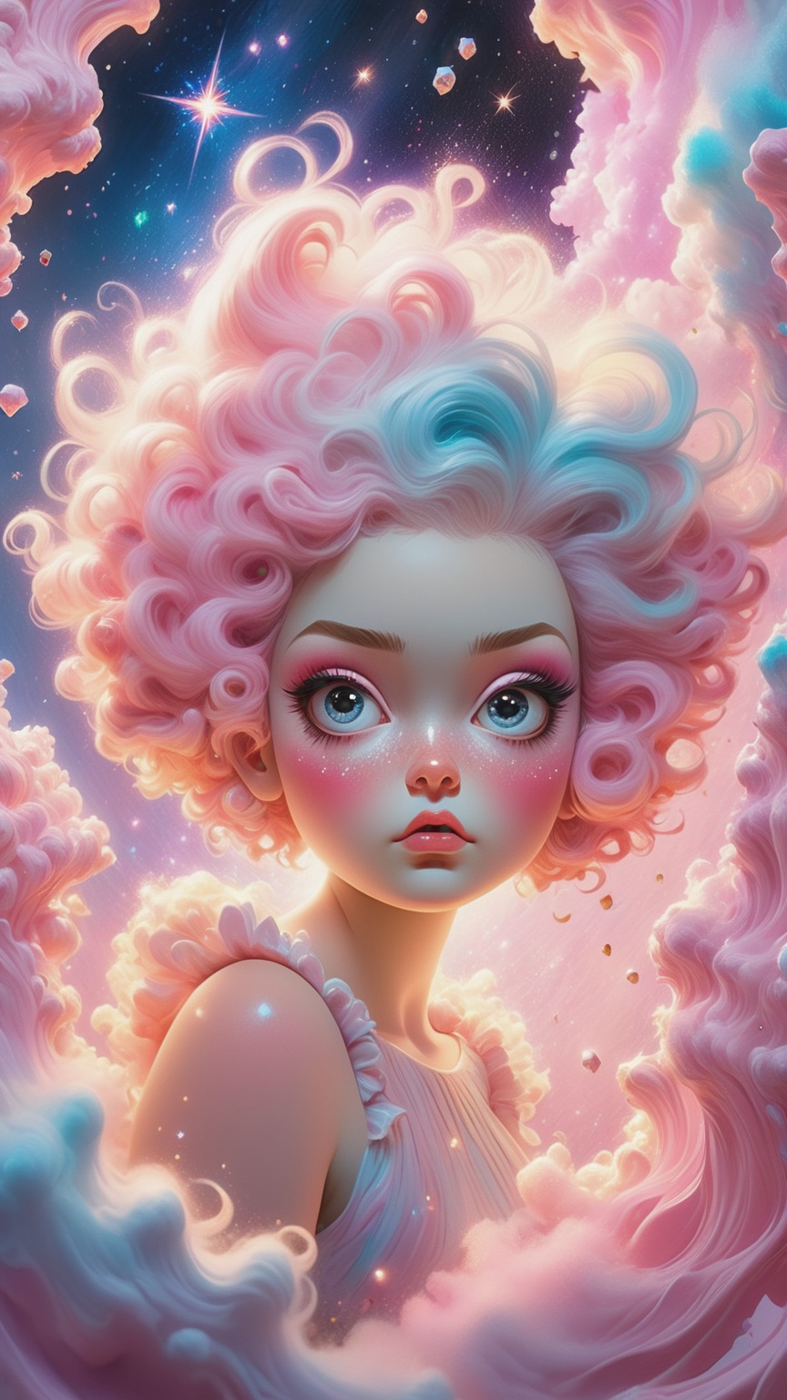 white and pink,  fluffy,  1girl on Tensor.Art