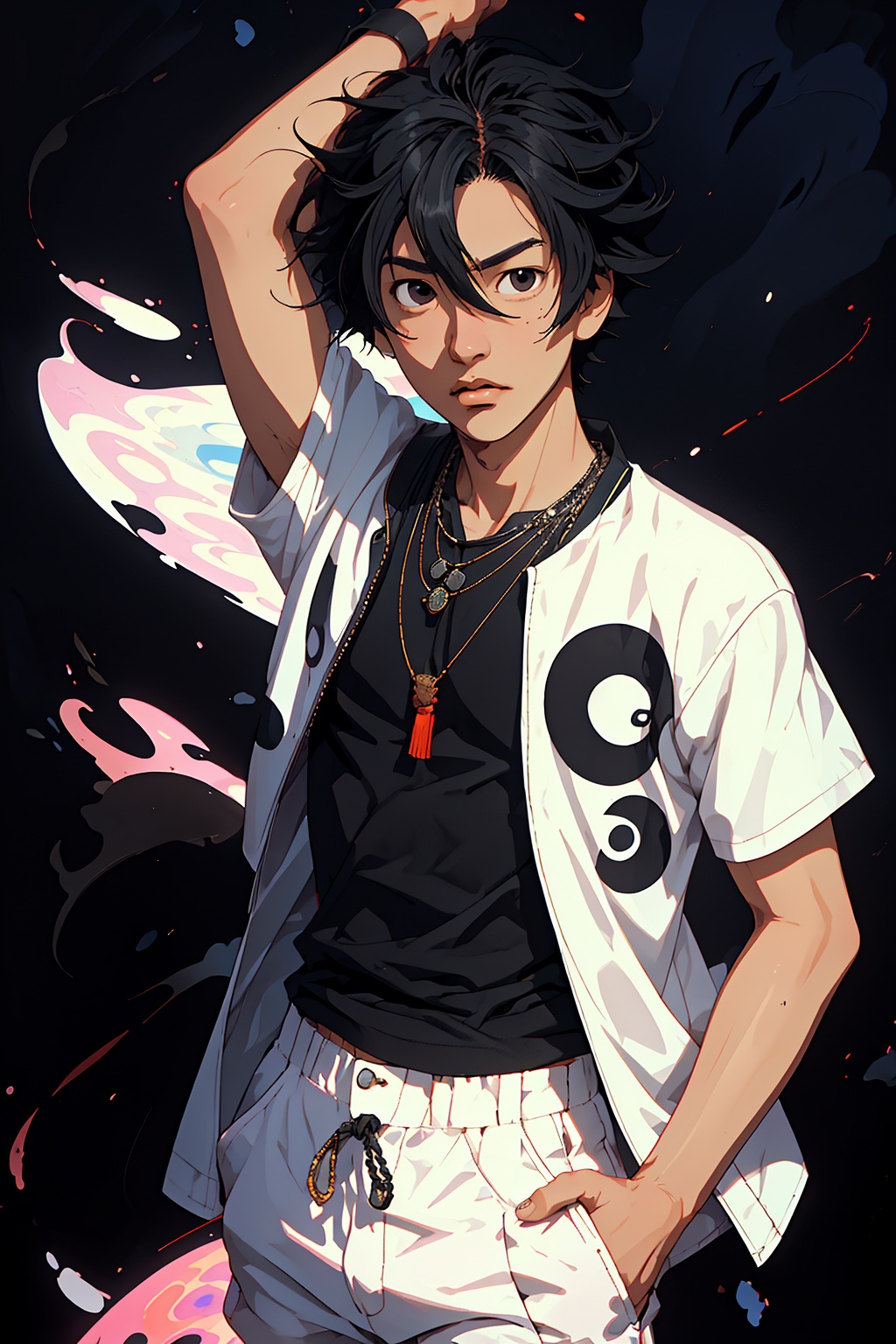 1boy,  Tsutomu Senkawa solo,  oil painting on Tensor.Art