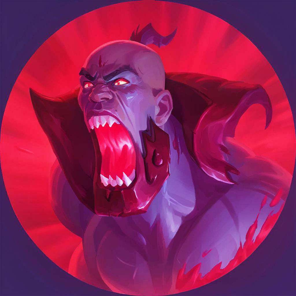 tx3 \(icon\),Red series,A cartoon character with bleeding hands,mouth facing upward and roaring,eyes glinting red,bald,cowboy shot,glowing,glowing eyes,looking at viewer,open mouth,outline,red background,red eyes,red theme,solo,standing,<lora:gmic icon_skill icon:1>,