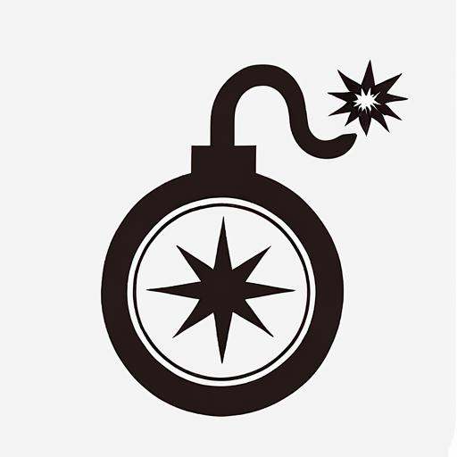 <lora:gmic_bptbv1-000014:1>,93icon\(93ic1\),a bomb with a burning fuse,solo,simple background,white background,monochrome,no humans,