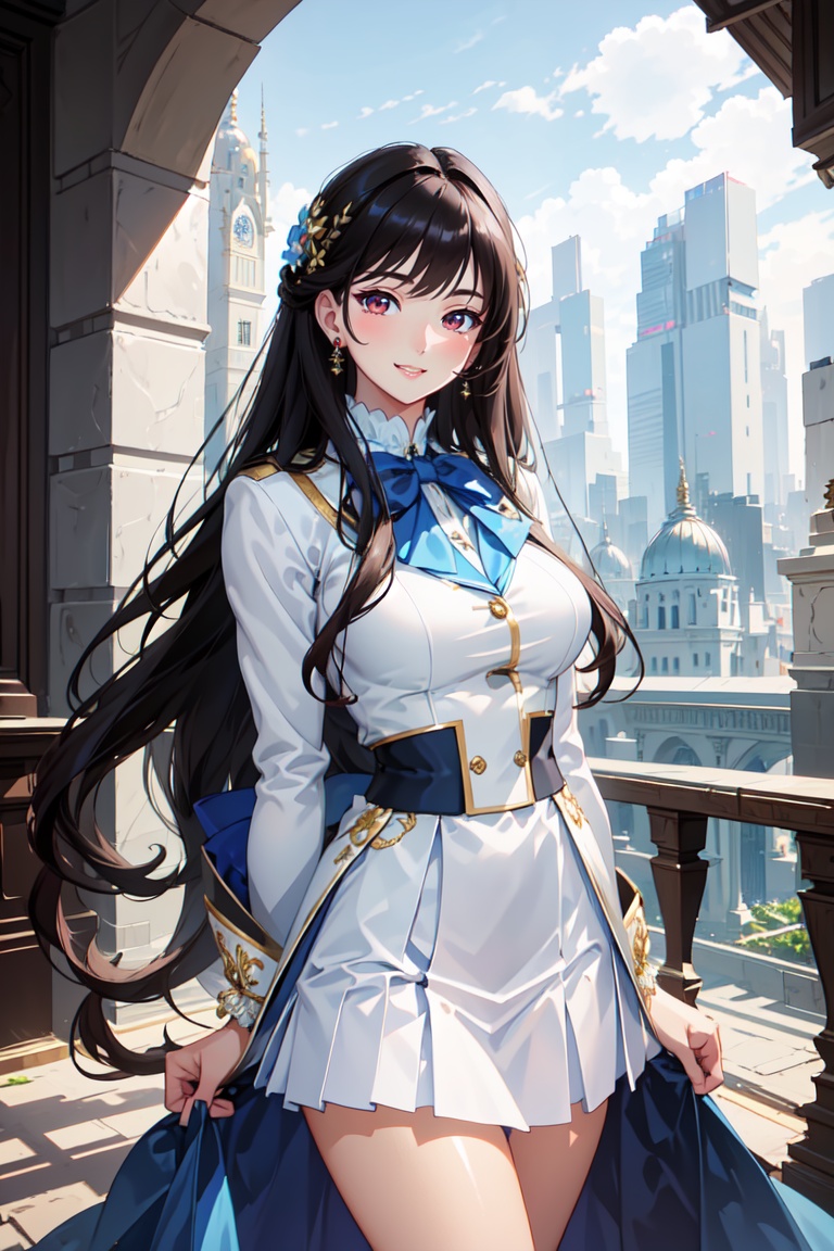 Pretty and beautiful girl. She wears a very fancy schoolgirl uniform (white blouse,  skirt) . She is a very badass. Hyperd...