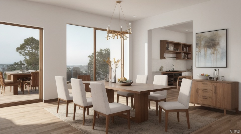  ,,,,,,,,,,
,Moonlight White Theme
,Natural light
,Dining Room
,Modern style
,realistic,8k