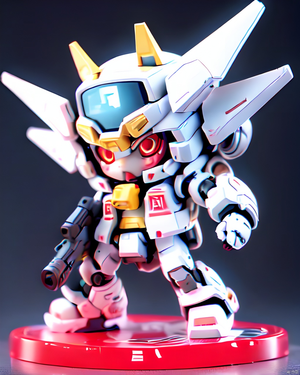  gdsj,robot,mecha,chibi,solo,no humans,weapon,v-fin,gun,holding,space,mobile suit,holding weapon,holding gun,beam rifle,clenched hand,science fiction,glowing,energy gun,glowingeyes,, ( figma:0.8)