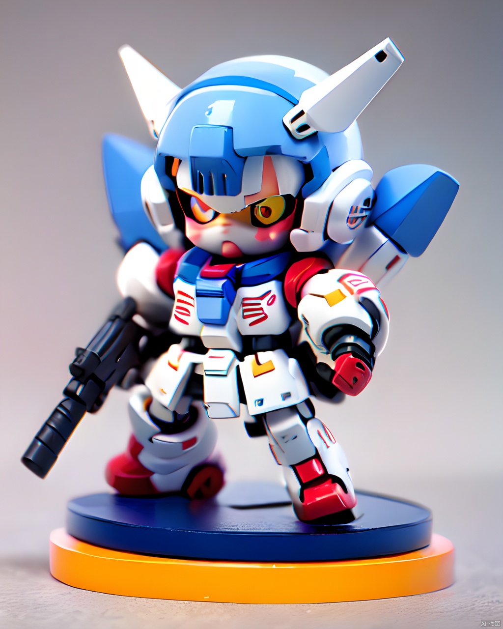  gdsj,robot,mecha,chibi,solo,no humans,weapon,v-fin,gun,holding,space,mobile suit,holding weapon,holding gun,beam rifle,clenched hand,science fiction,glowing,energy gun,glowingeyes,, ( figma:0.8)