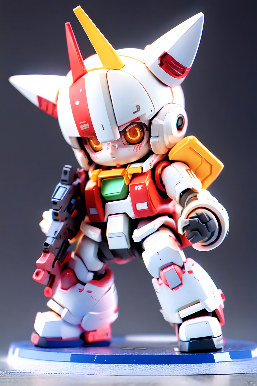  gdsj,robot,mecha,chibi,solo,no humans,weapon,v-fin,gun,holding,space,mobile suit,holding weapon,holding gun,beam rifle,clenched hand,science fiction,glowing,energy gun,glowingeyes,, ( figma:0.8)