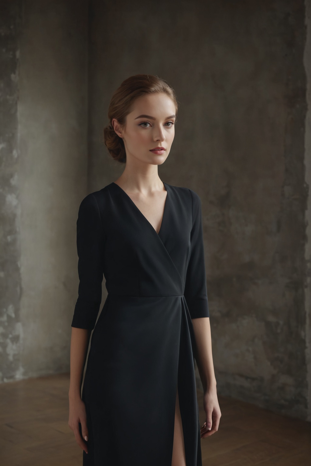 Beautiful woman wearing a black dress,  professional fashion photoshoot,  hyperrealistic on Tensor.Art