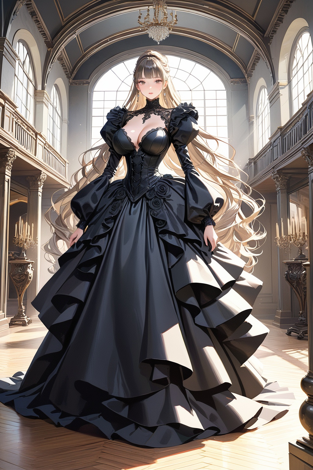 Beautiful woman wearing a black dress,  professional fashion photoshoot,  hyperrealistic on Tensor.Art
