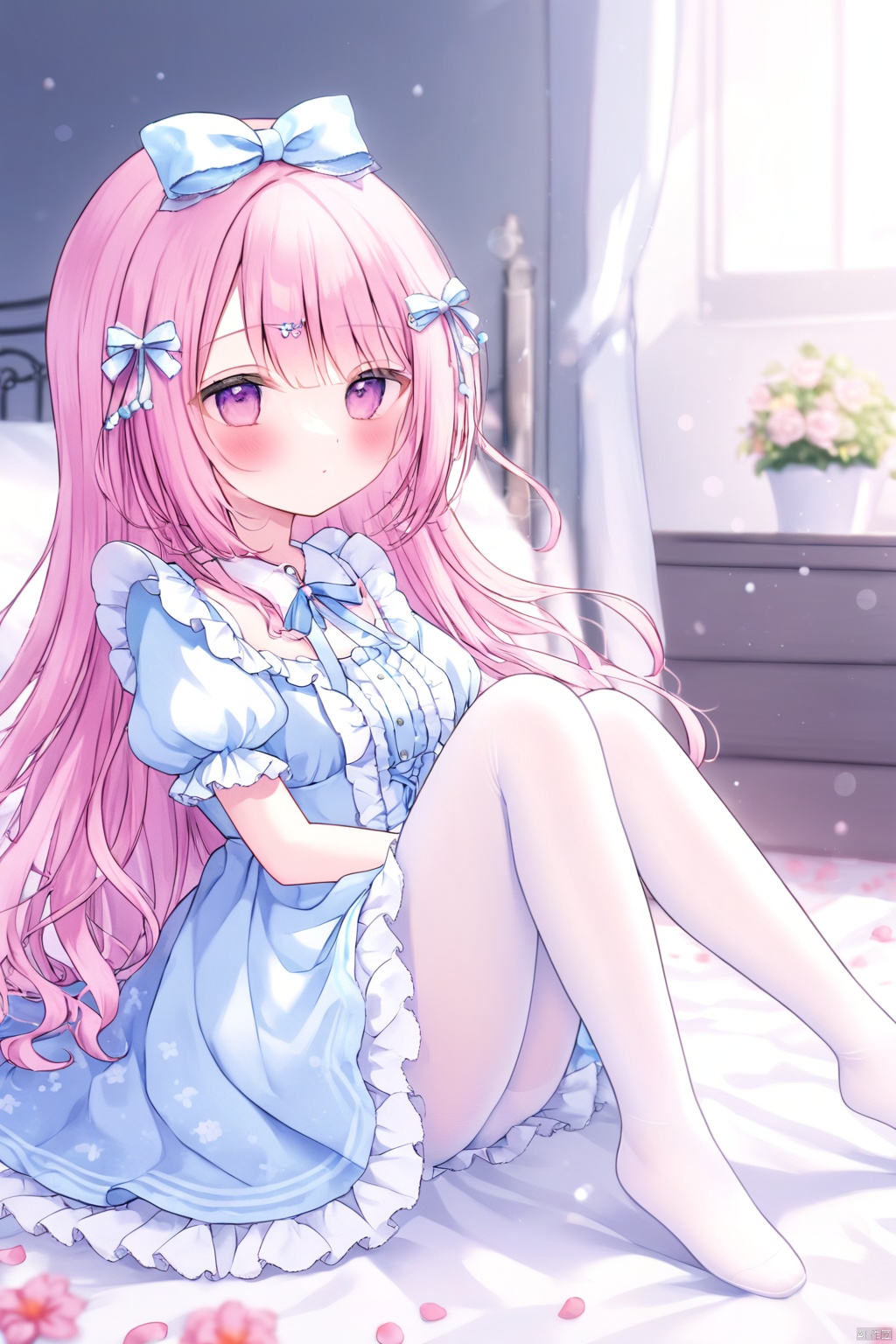 1girl,  omochi_monaka,  light blue dress on Tensor.Art