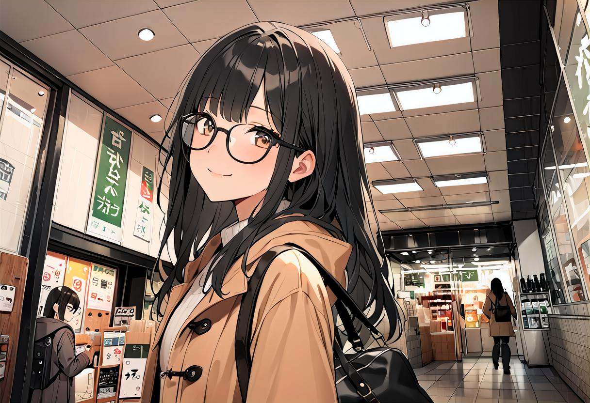 1girl,  solo,  glasses on Tensor.Art