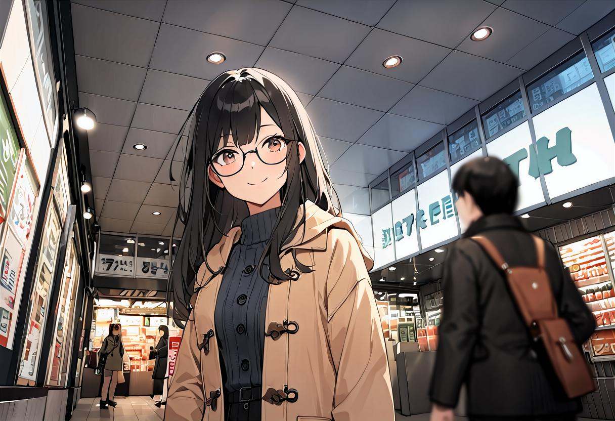 1girl,  solo,  glasses on Tensor.Art