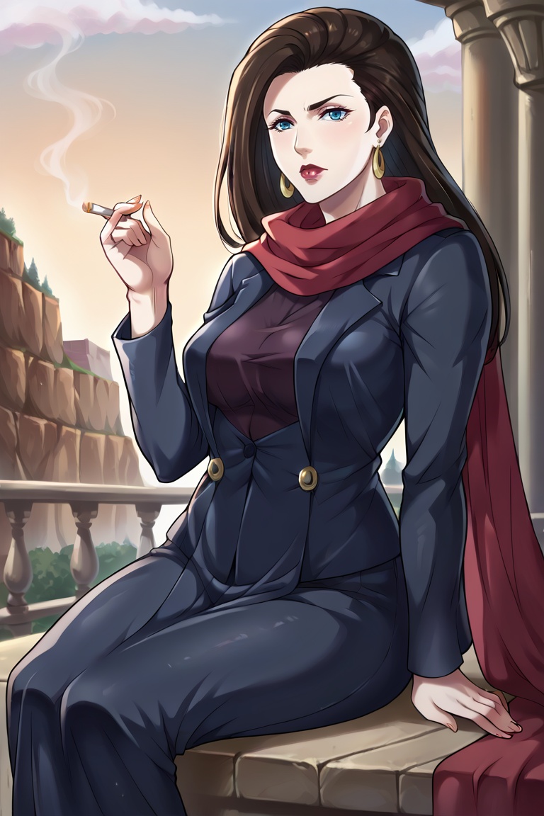 female focus,  blue eyes,  red lips on Tensor.Art