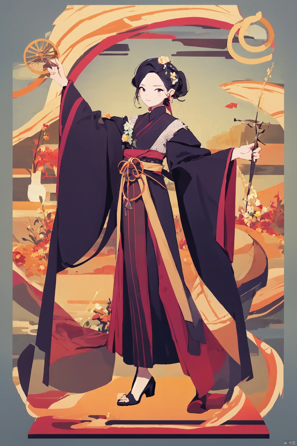 镜头质量：Bestquality,8k,(((masterpiece))),((bestquality)),
镜头位置：(full_body:1.2),solo,
人物：,
环境背景：
图像风格：
提示词： , , Flat style