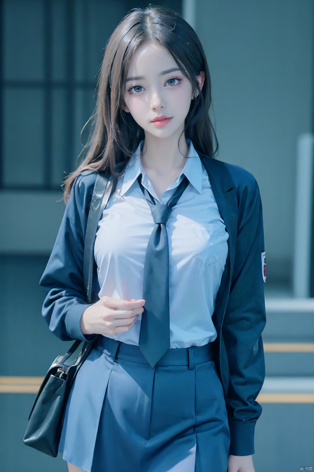  masterpiece,bestquality,realistic,8k,officialart,ultrahighres,school uniforms,1girl, depth of field