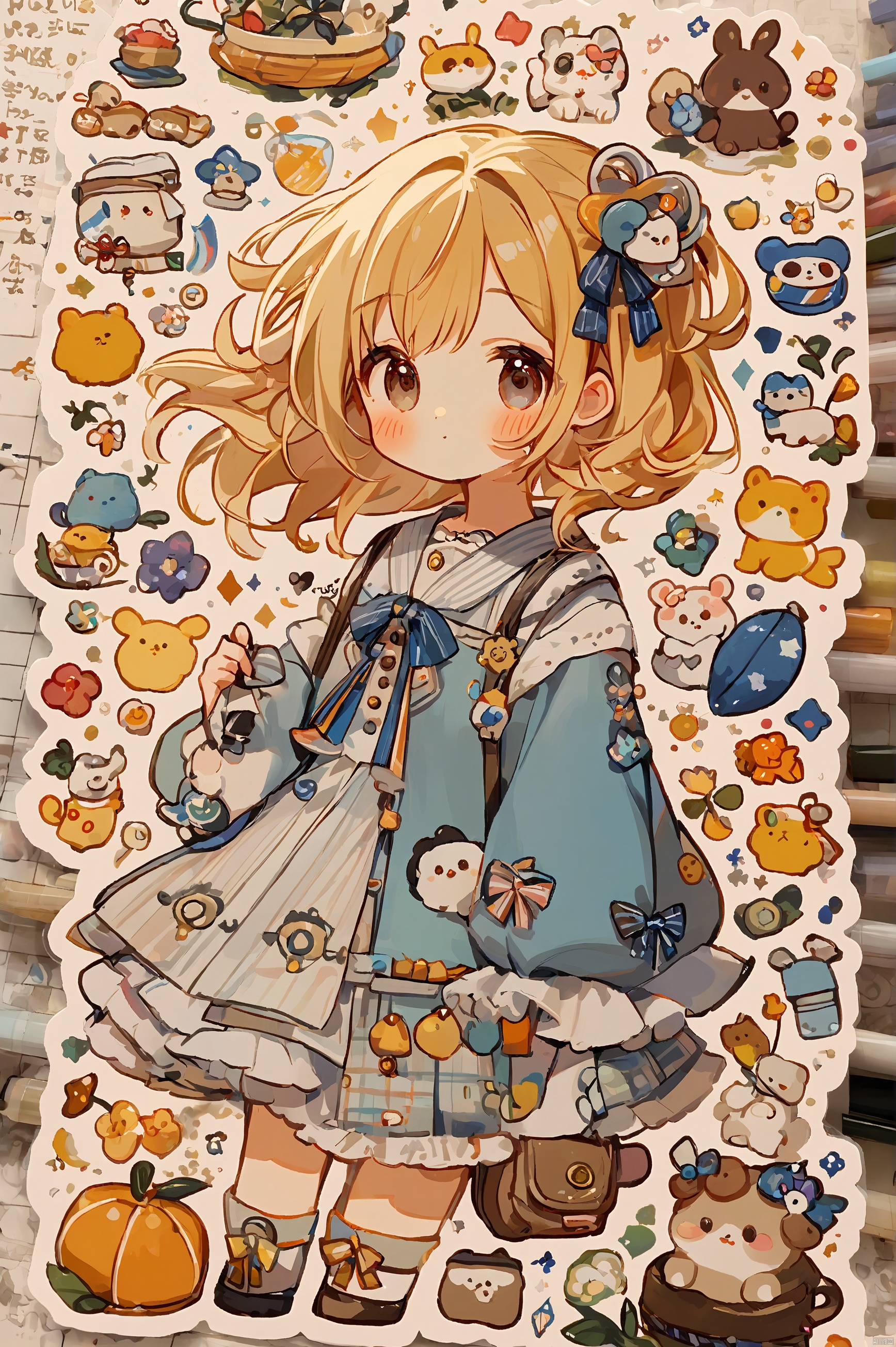 1girl,loli,cute,stickers,masterpiece,best quality,very aesthetic,extremely detailed