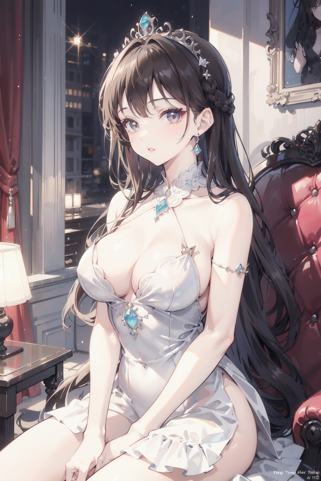1girl,  long hair,  sitting on Tensor.Art