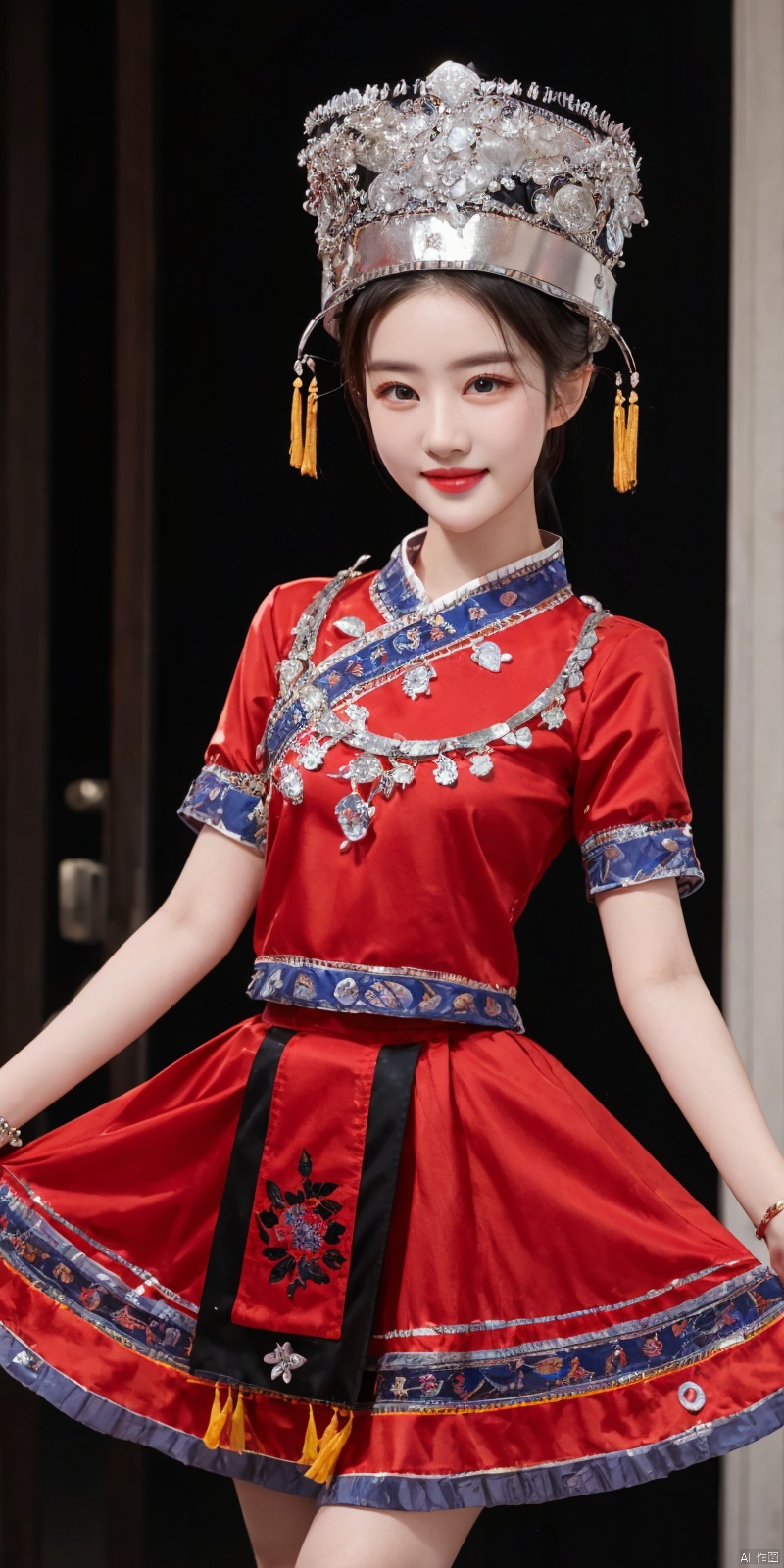  (Good structure), DSLR Quality,Depth of field ,looking_at_viewer,Dynamic pose, , kind smile,1girl ,
zhuangzu, 1girl, solo, hat, skirt hold, chef hat, curtsey, jewelry, dress, bracelet, liuyifei